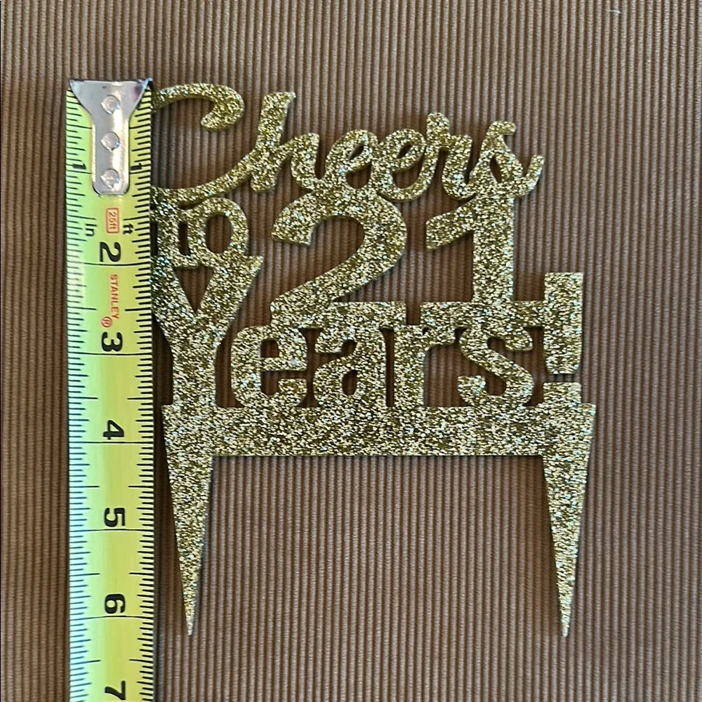 Gold Glitter 'Cheers to 21 Years!' Cake Topper
